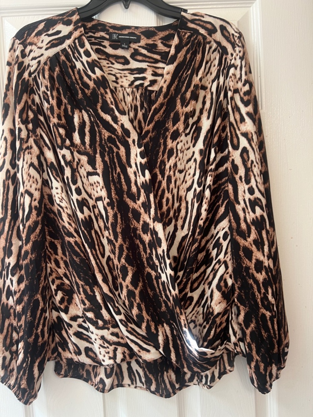 INC International Concepts Brown & Black Animal Print Top